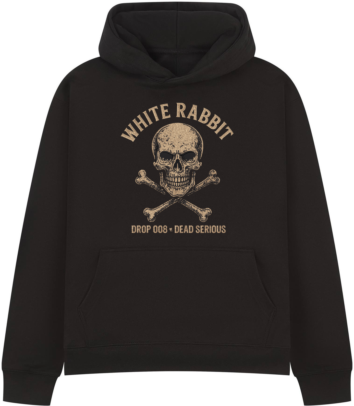 White Rabbit “Drop 008 – Dead Serious” Skull & Cross Bones Oversized Hoodie Heavyweight