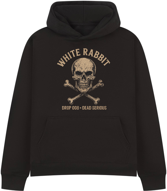 White Rabbit “Drop 008 – Dead Serious” Skull & Cross Bones Oversized Hoodie Heavyweight