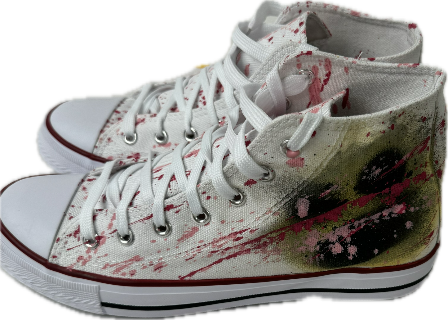 Northeast Fashion House Graffiti Baseball Canvas Boots Pink with Smiley Face.