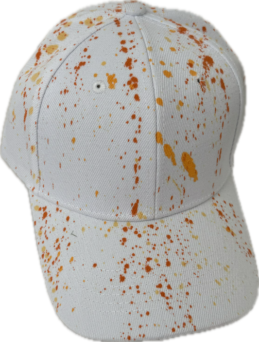 Northeast Fashion House Graffiti Baseball Cap Orange paint splash’s.