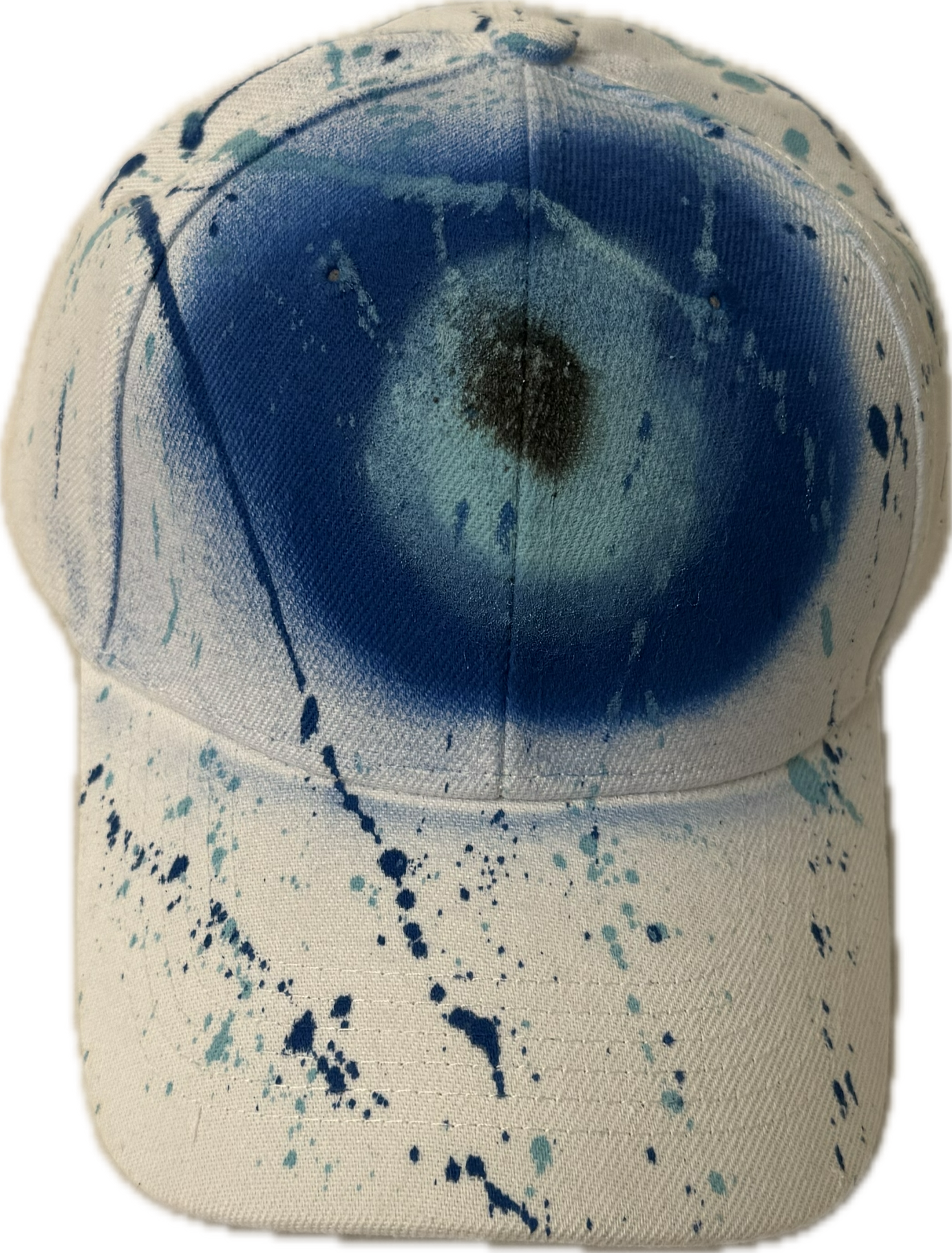 Northeast Fashion House Graffiti Baseball Cap Blue evil eye with blue paint splash’s.