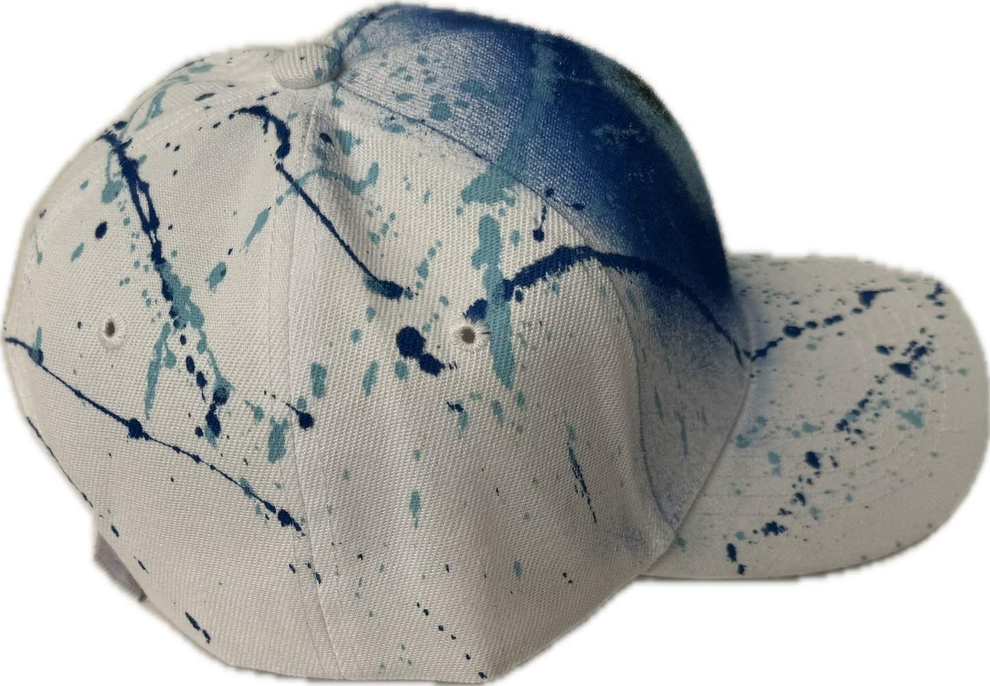 Northeast Fashion House Graffiti Baseball Cap Blue evil eye with blue paint splash’s.