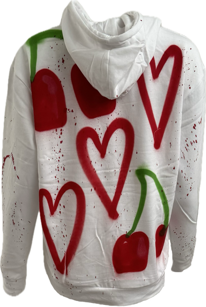 Cherry Love Hearts Graffiti Hoodies.