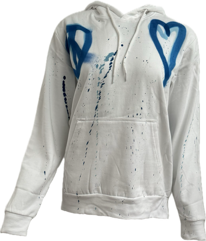 Blue Love Hearts with Peace sign Graffiti Hoodies.