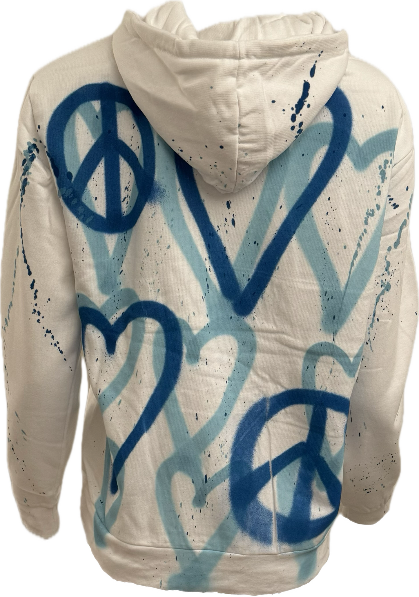 Blue Love Hearts with Peace sign Graffiti Hoodies.