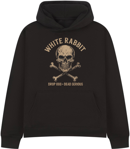 White Rabbit “Drop 008 – Dead Serious” Skull & Cross Bones Oversized Hoodie Heavyweight