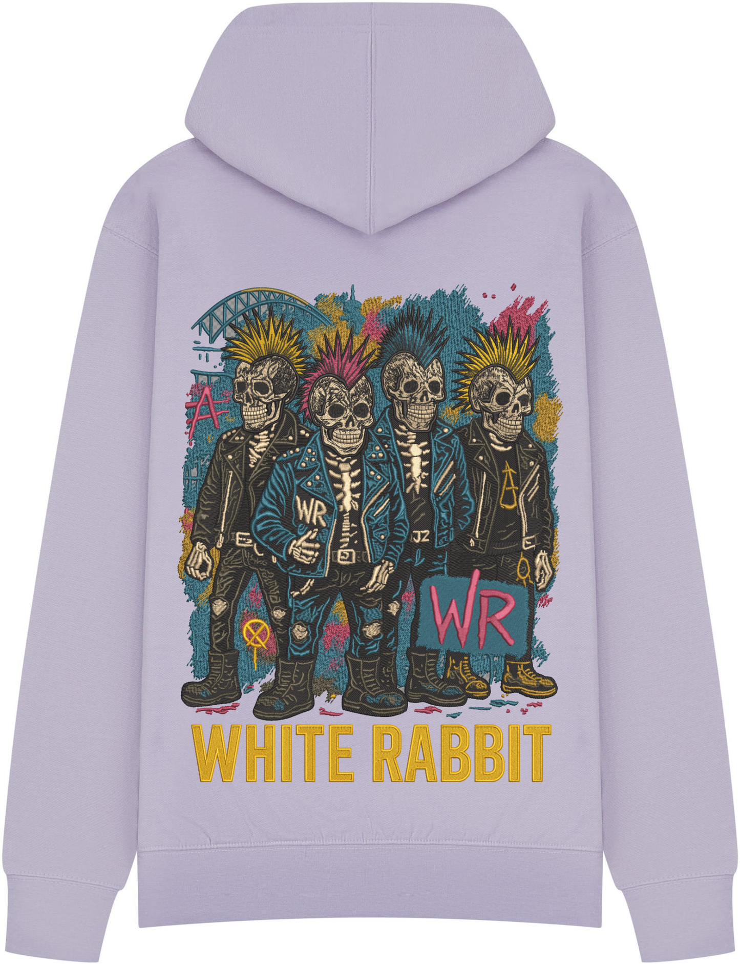 White Rabbit Punk Skulls Graffiti Hoodie – Black White Rabbit