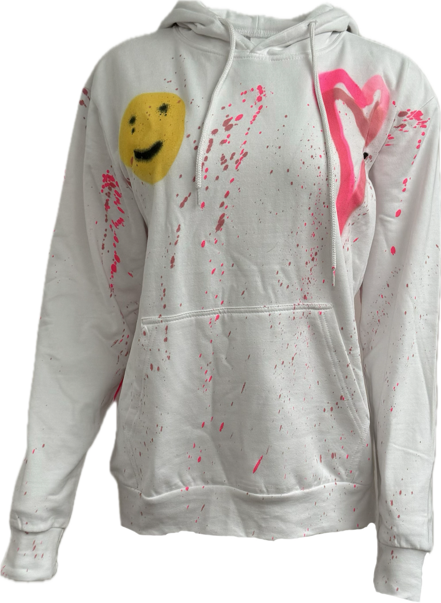 Pink Love Hearts with Smiley Face Graffiti Hoodies.