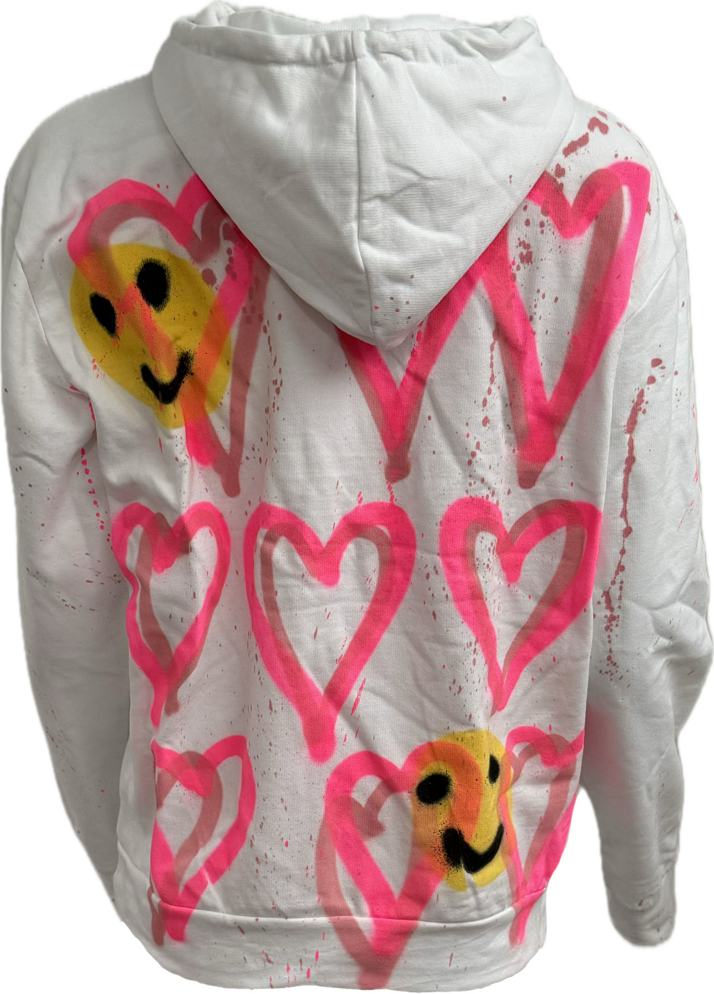 Pink Love Hearts with Smiley Face Graffiti Hoodies.